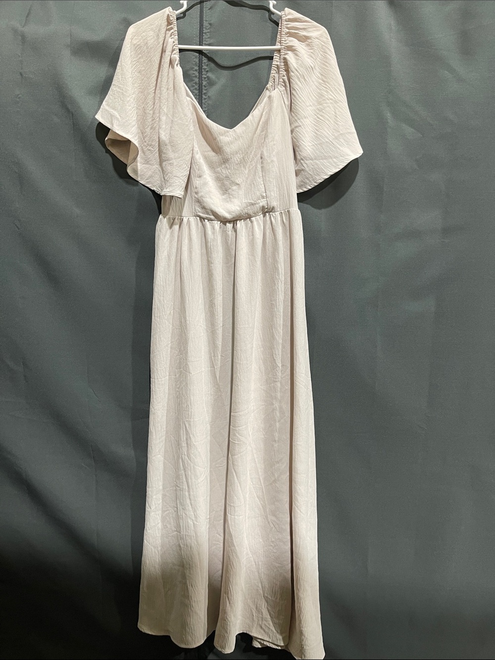 Cream Flutter Sleeve Maxi Dress